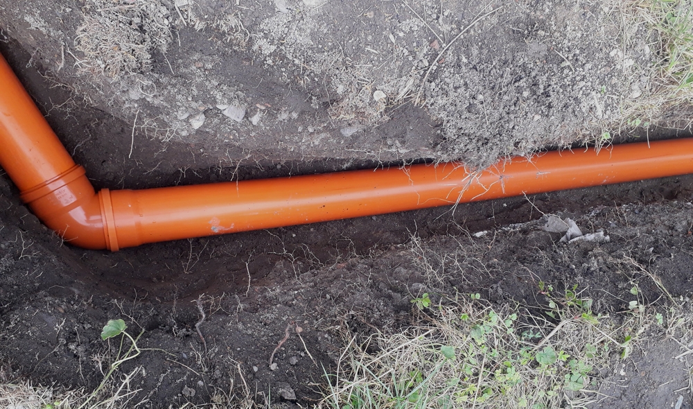 sewer line in ground during installation